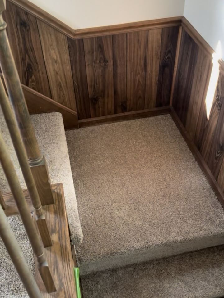 New carpet wrapped tight on every step, Zionsville