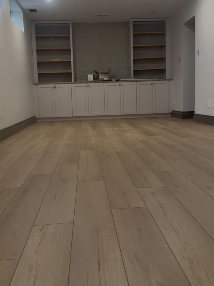 Coretec LVP across a finished Indianapolis basement